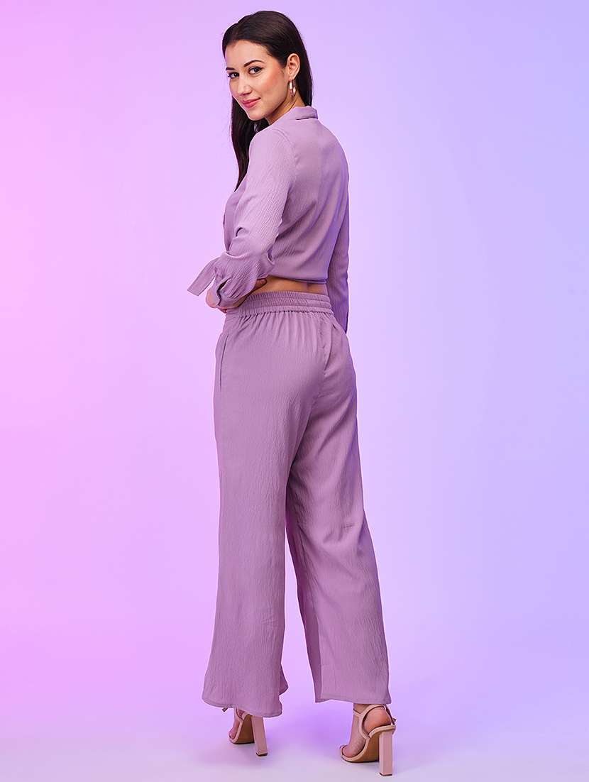 lavender polyester top and palazzos co-ord set - 21116269 - Standard Image - 2