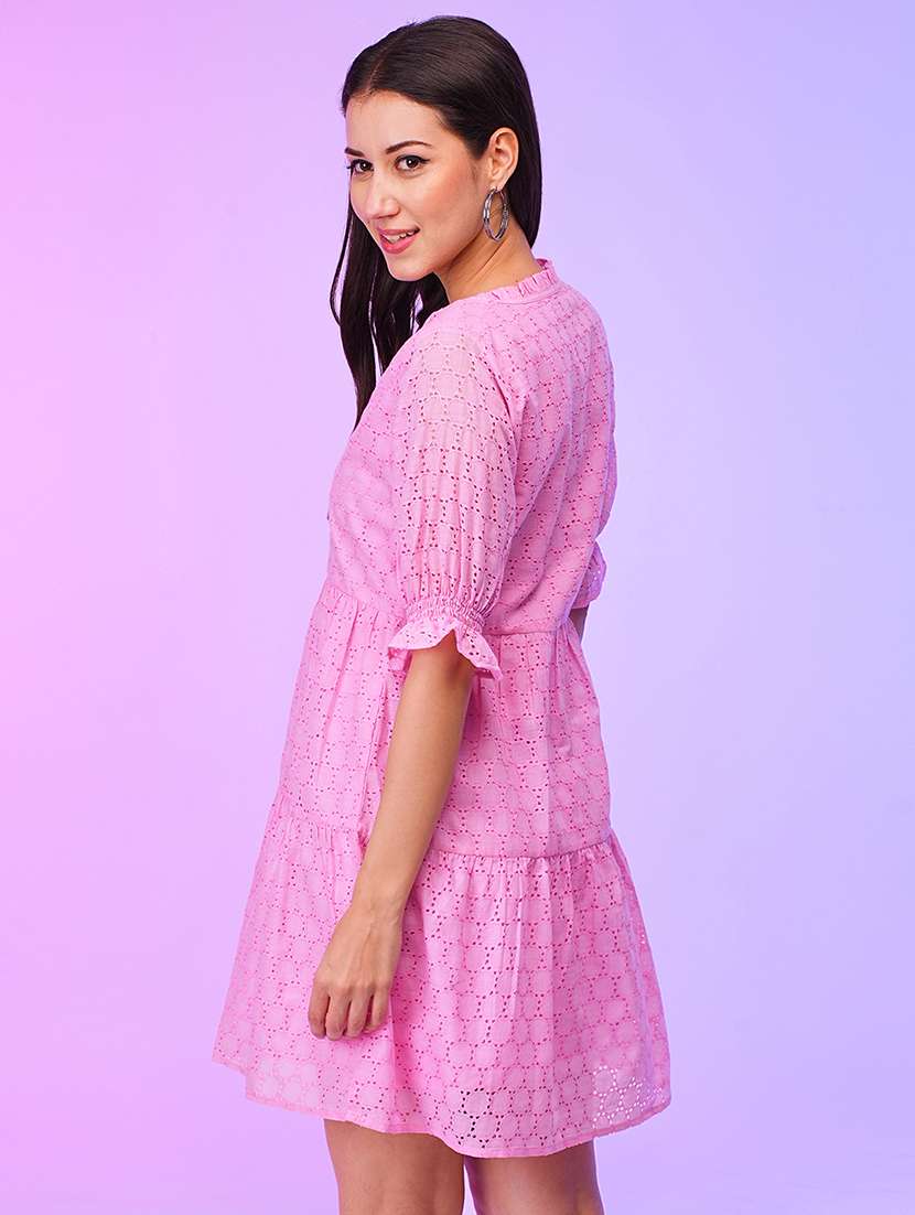 pink cotton a-line tiered dress - 21116295 -  Standard Image - 2