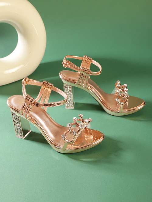 gold patent leather ankle strap sandals - 21116378 - Standard Image - 0