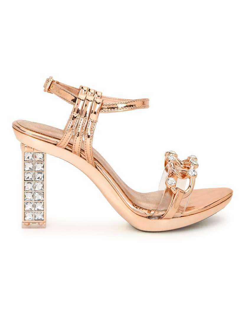 gold patent leather ankle strap sandals - 21116378 - Standard Image - 2