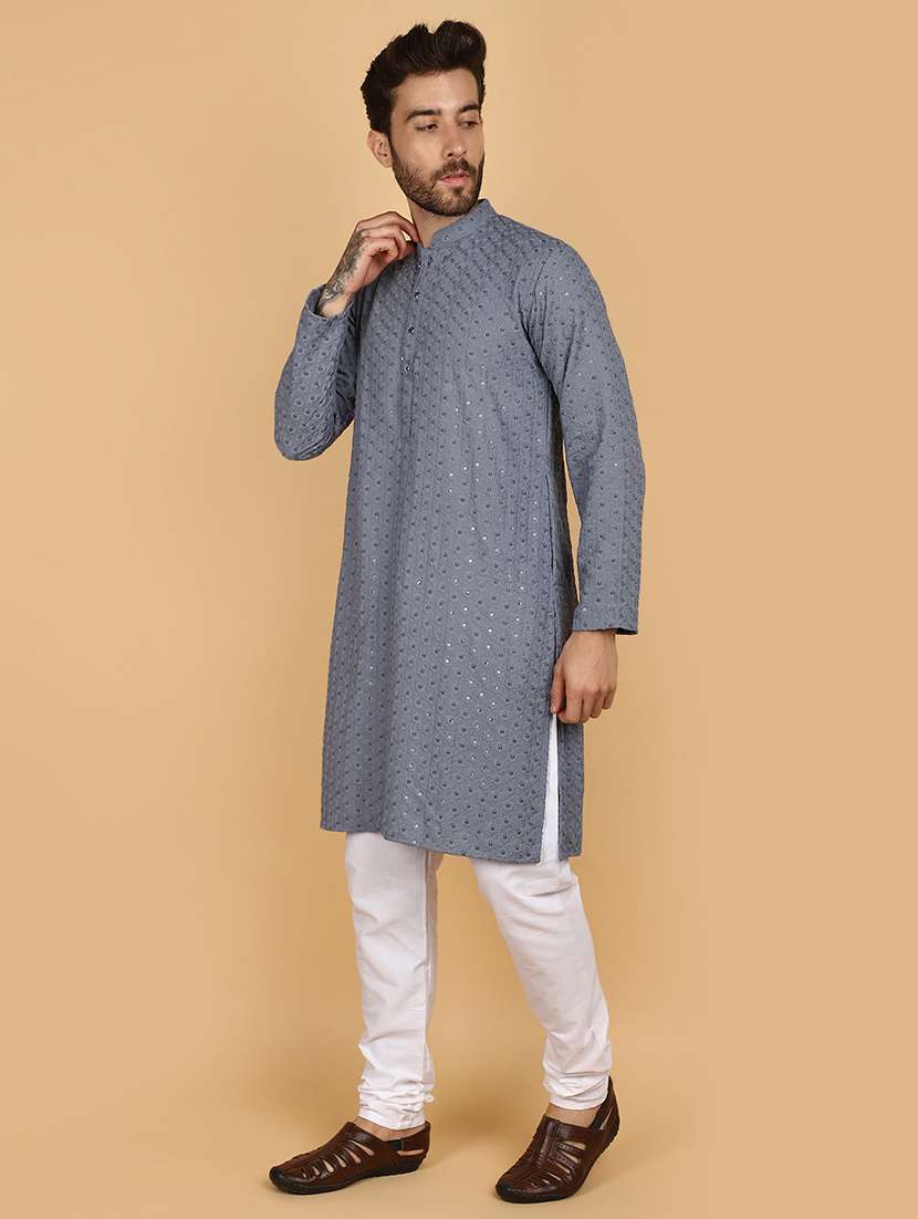 men long sleeve kurta pyjama set - 21128403 -  Standard Image - 2
