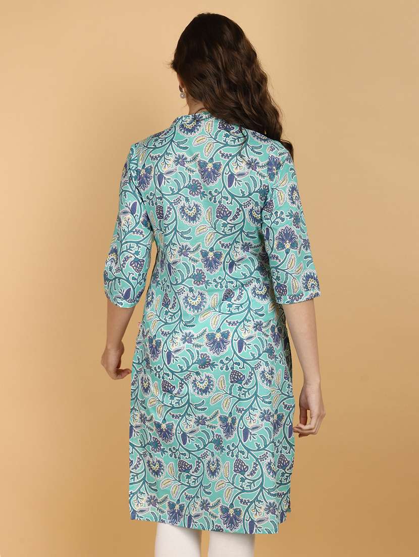 Women Printed Mandrain Neck Straight Kurta - 21128479 -  Standard Image - 2