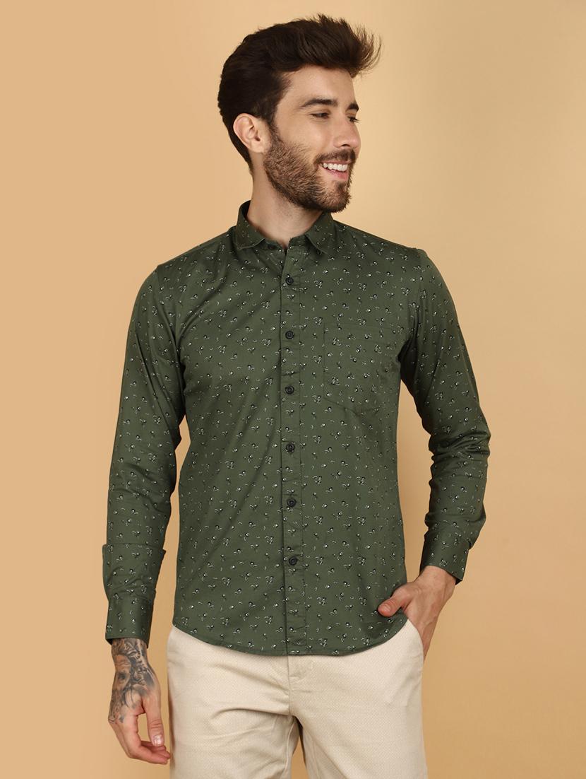 green cotton casual shirt - 21128482 -  Zoom Image - 0