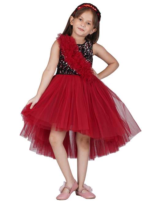 girls round neck net frock - 21128522 -  Standard Image - 0