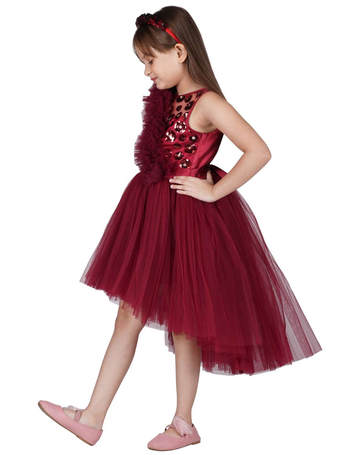 girls round neck net frock - 21128557 -  Standard Image - 2