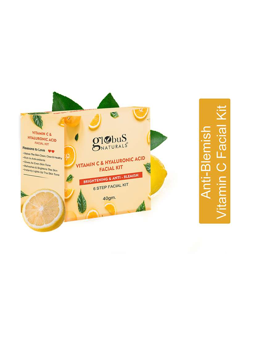 globus naturals papaya facial kit for blemish free skin & anti-pigmentation, 6 steps, 40 gm
