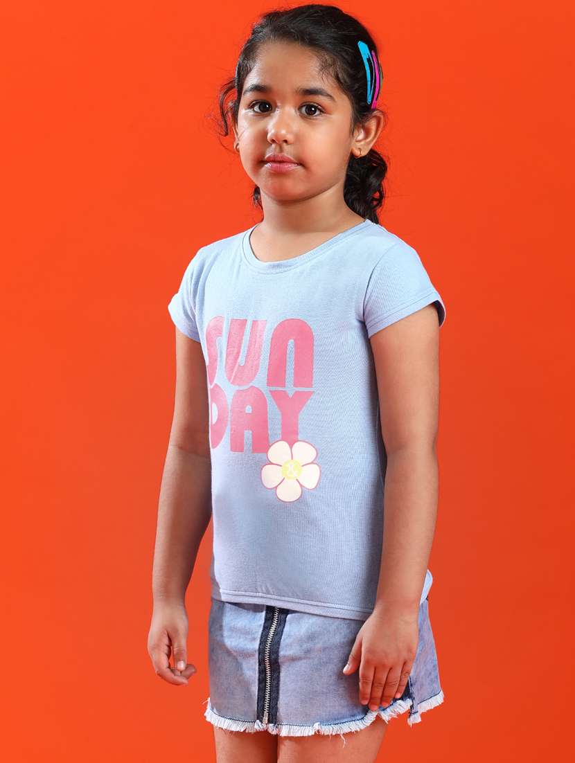 girls round neck front printed tees  - 21128975 -  Standard Image - 2