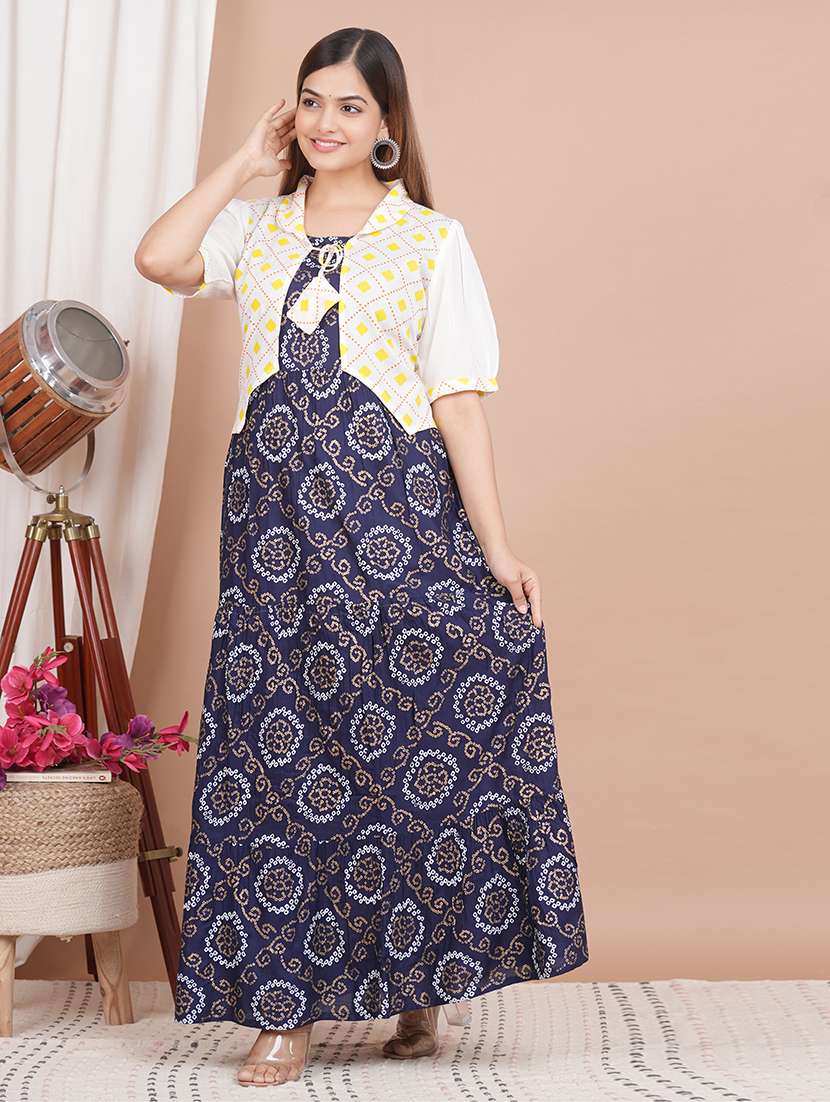 bandhani printed kurta with jacket - 21129021 - Standard Image - 2