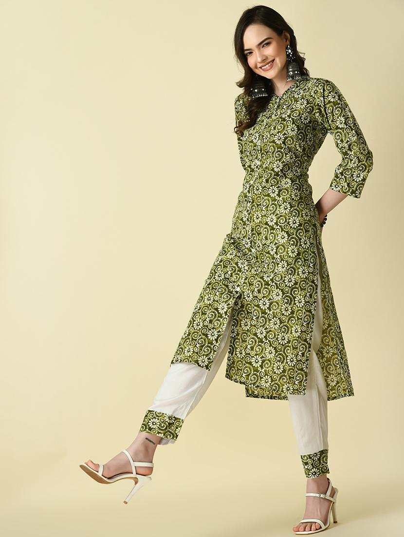 multi colored viscose front & side both slit kurta - 21129423 - Standard Image - 2