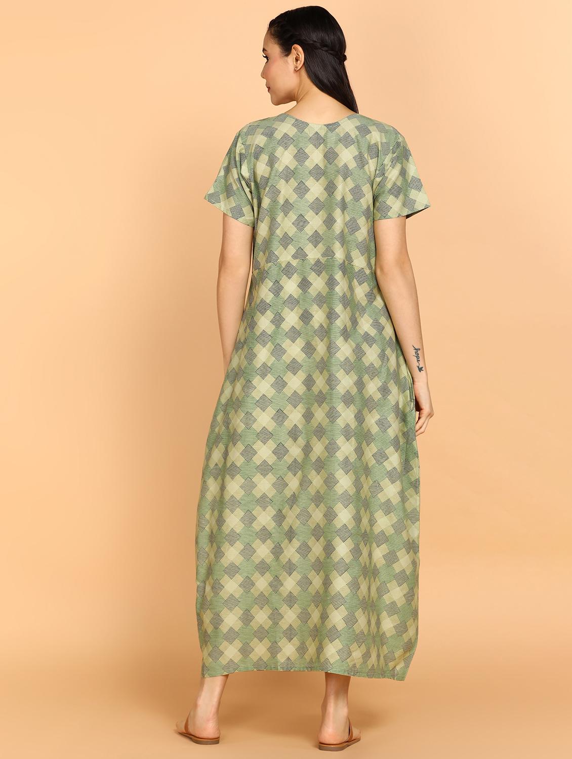 women green printed cotton nighty - 21129918 - Standard Image - 2