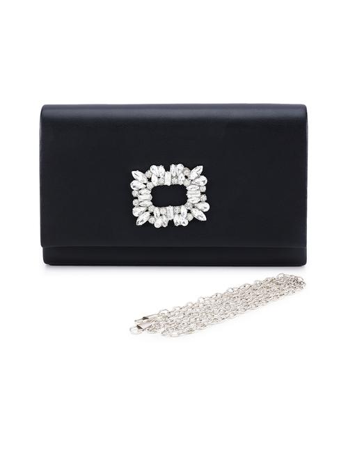 black leather fold over clutch - 21129958 -  Standard Image - 0