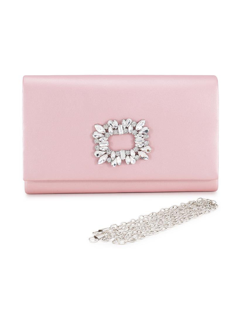 pink leather fold over clutch - 21129959 -  Zoom Image - 0