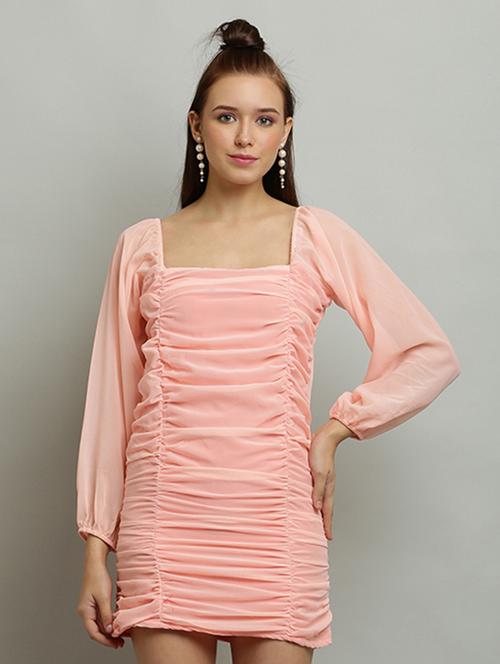 women solid ruched bodycon dress - 21130172 -  Standard Image - 0
