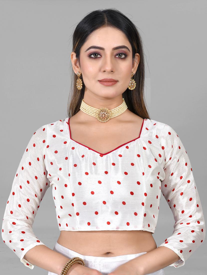 white chiffon printed saree with blouse - 21130234 - Standard Image - 2