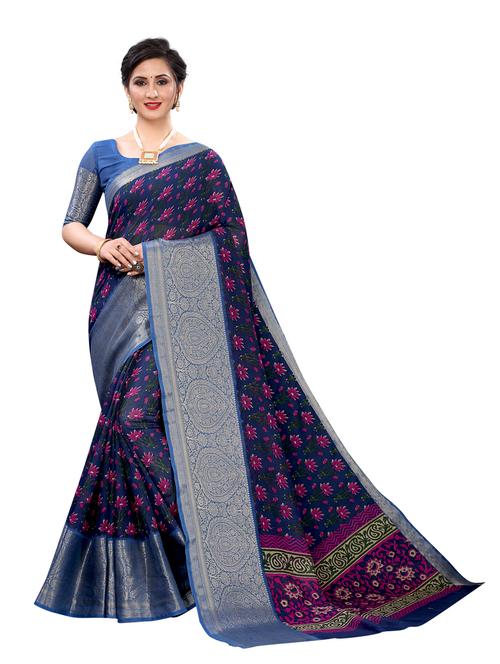 women printed bordered saree with blouse - 21130237 - Standard Image - 0