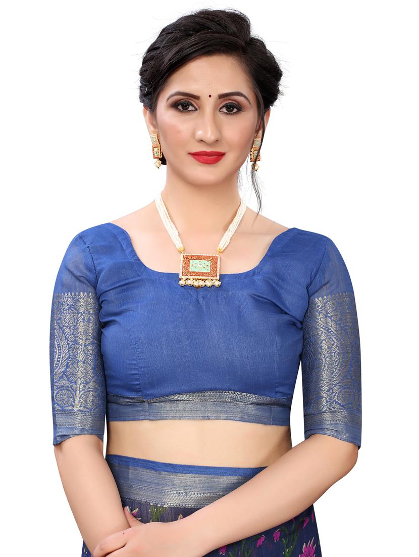 women printed bordered saree with blouse - 21130237 - Standard Image - 2