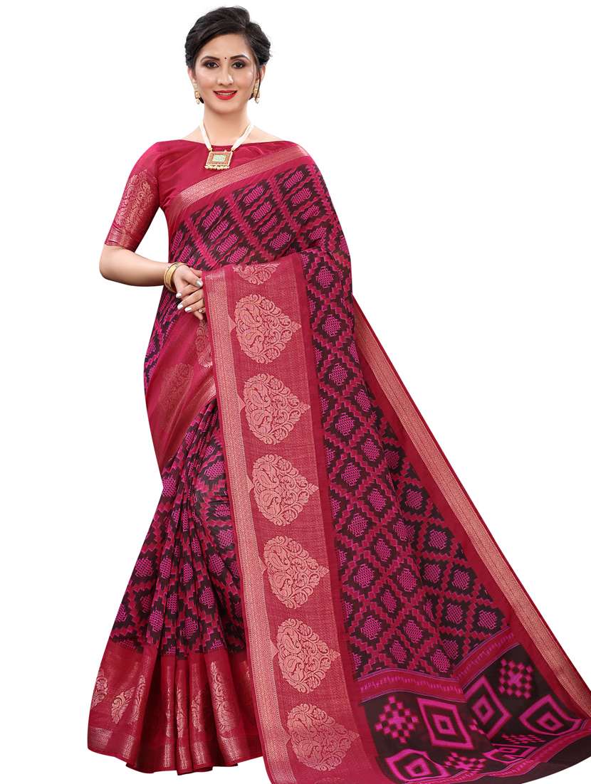 women printed bordered saree with blouse - 21130238 - Zoom Image - 0
