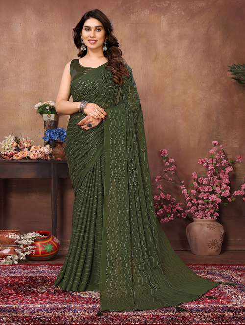 women embellished saree with blouse - 21130260 -  Standard Image - 0