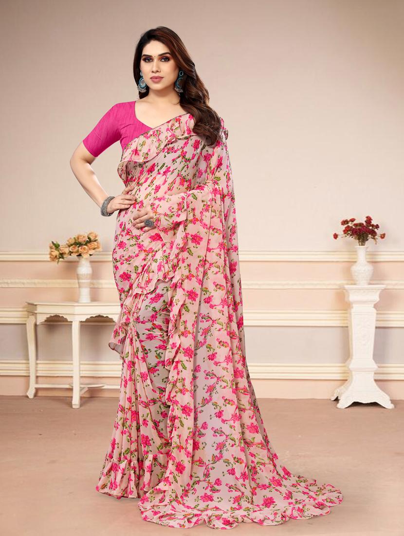 women printed saree with blouse - 21130270 - Zoom Image - 0