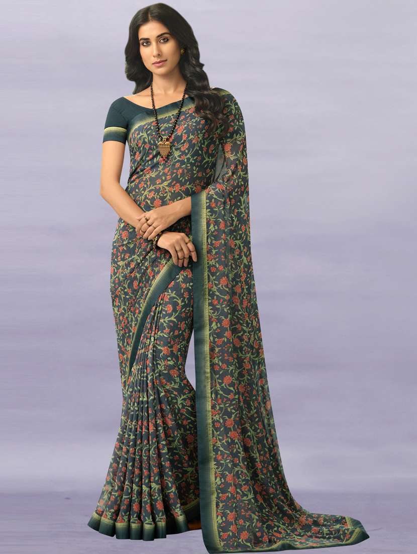 women printed saree with blouse