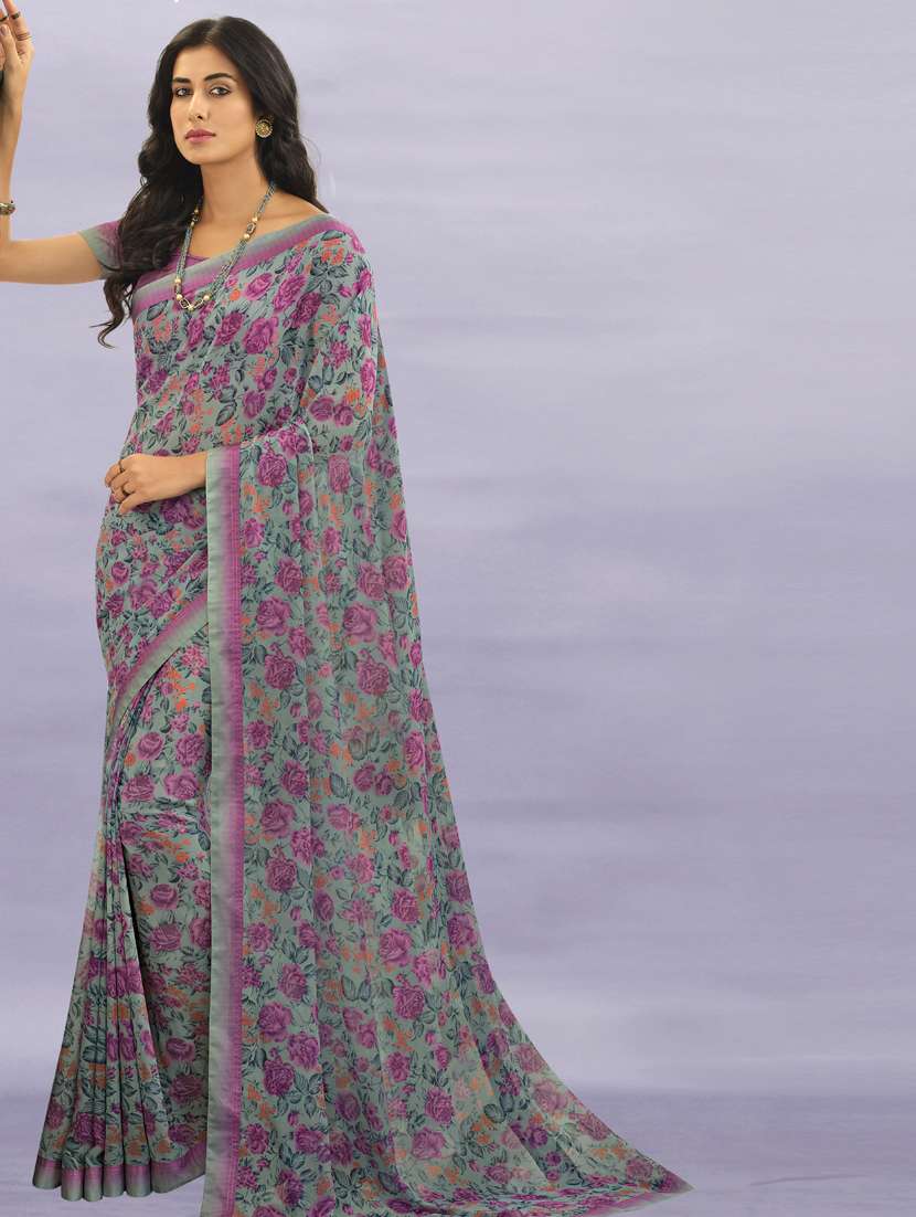 women printed saree with blouse