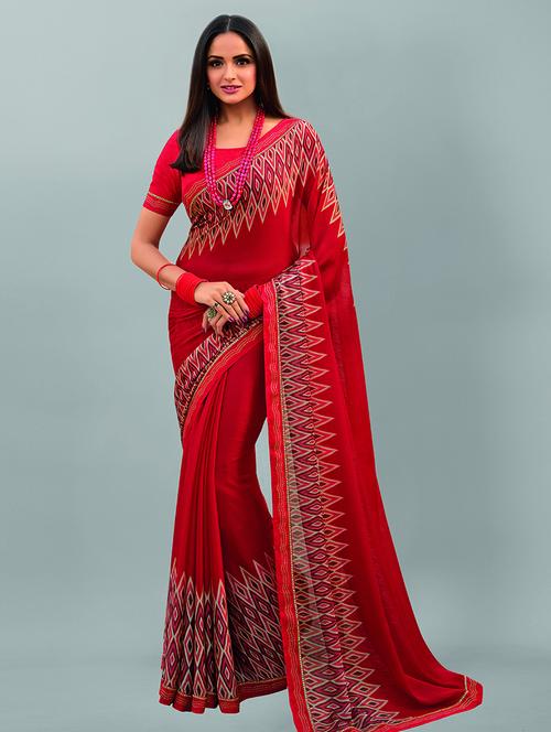 women printed saree with blouse - 21130298 -  Standard Image - 0