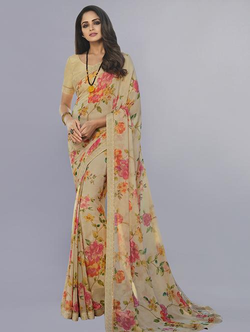 women floral printed saree with blouse - 21130300 - Standard Image - 0