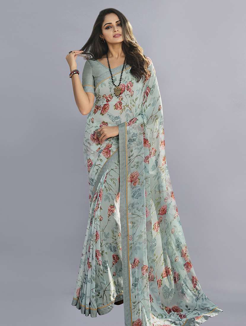 women floral printed saree with blouse