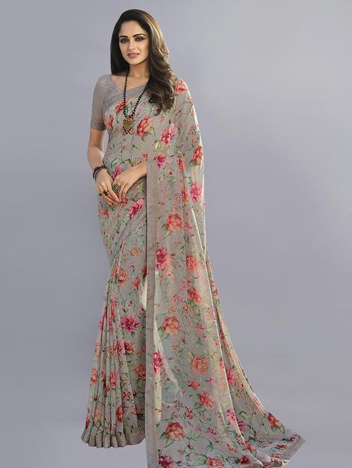 women floral printed saree with blouse - 21130305 - Standard Image - 0
