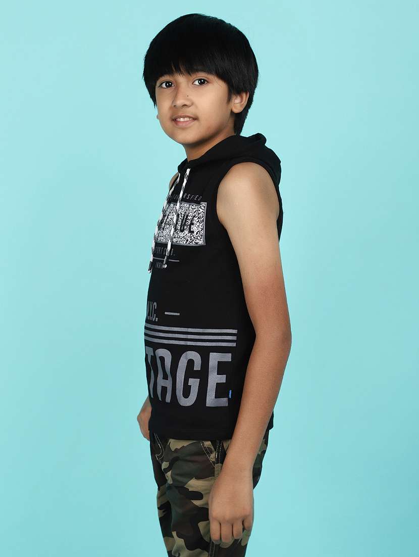boys hooded printed vest - 21130426 -  Standard Image - 2