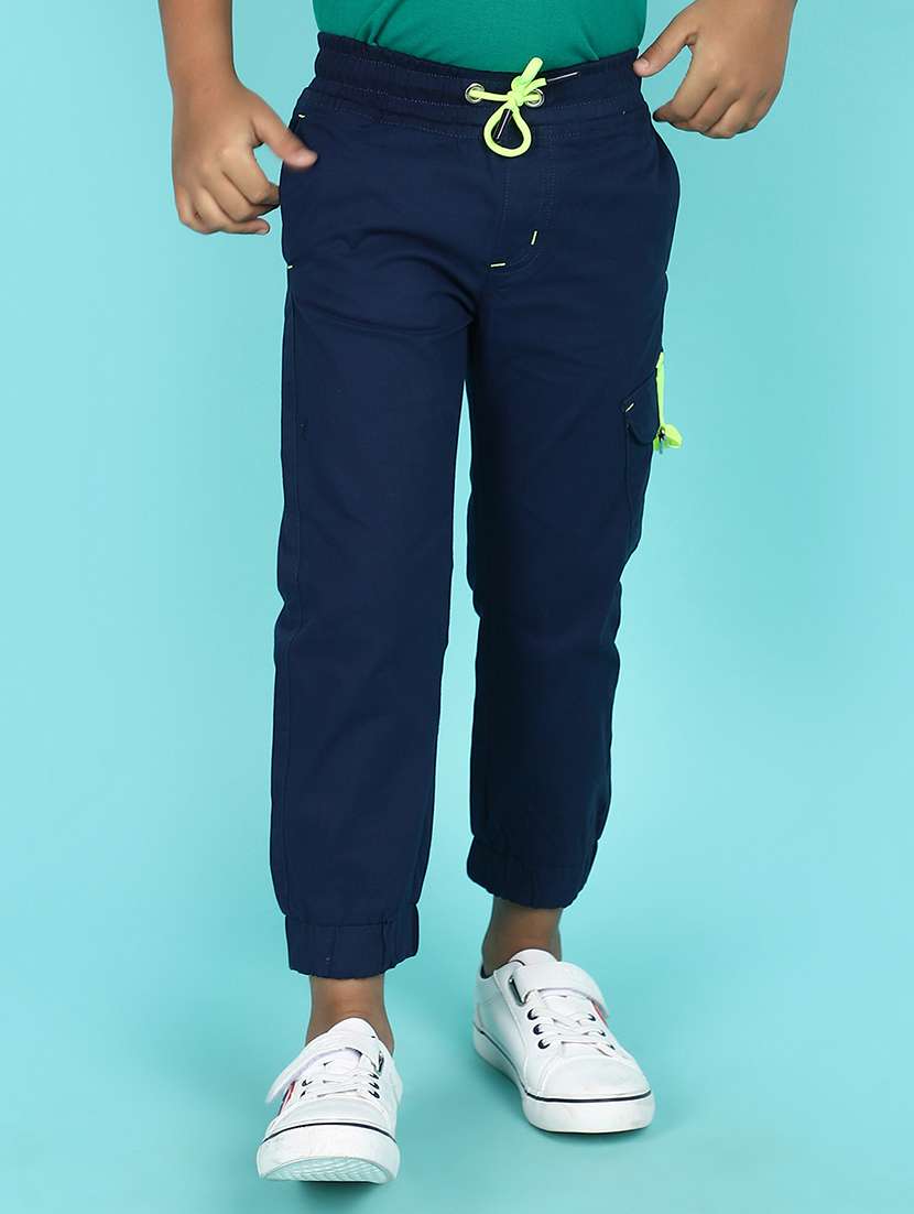 boys blue cotton cargo trouser