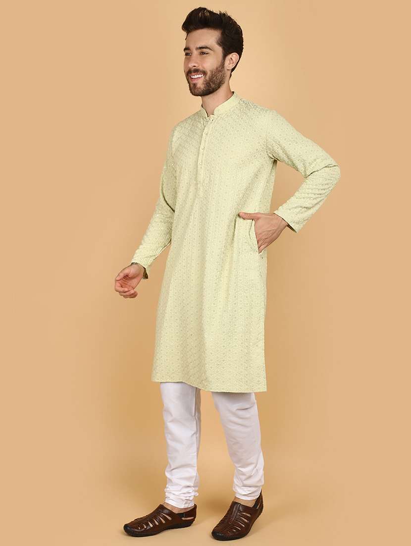 men long sleeve kurta pyjama set - 21130516 -  Standard Image - 2