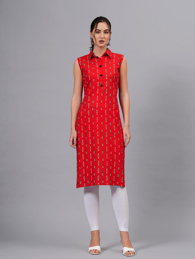 women sleeveless straight kurta - 21130638 -  Zoom Image - 0
