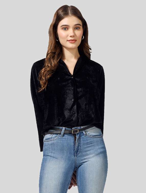 black velvet shirt top