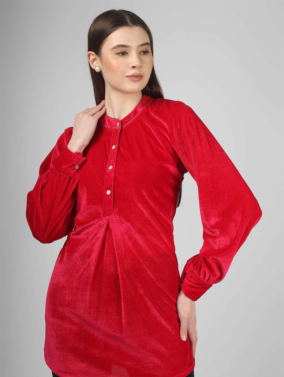 magenta velvet aline tunic