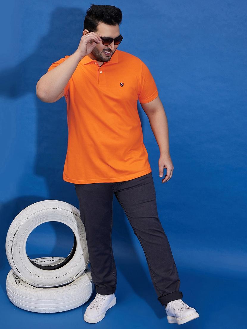 men solid orange plus size polo t-shirt - 21130888 - Standard Image - 2