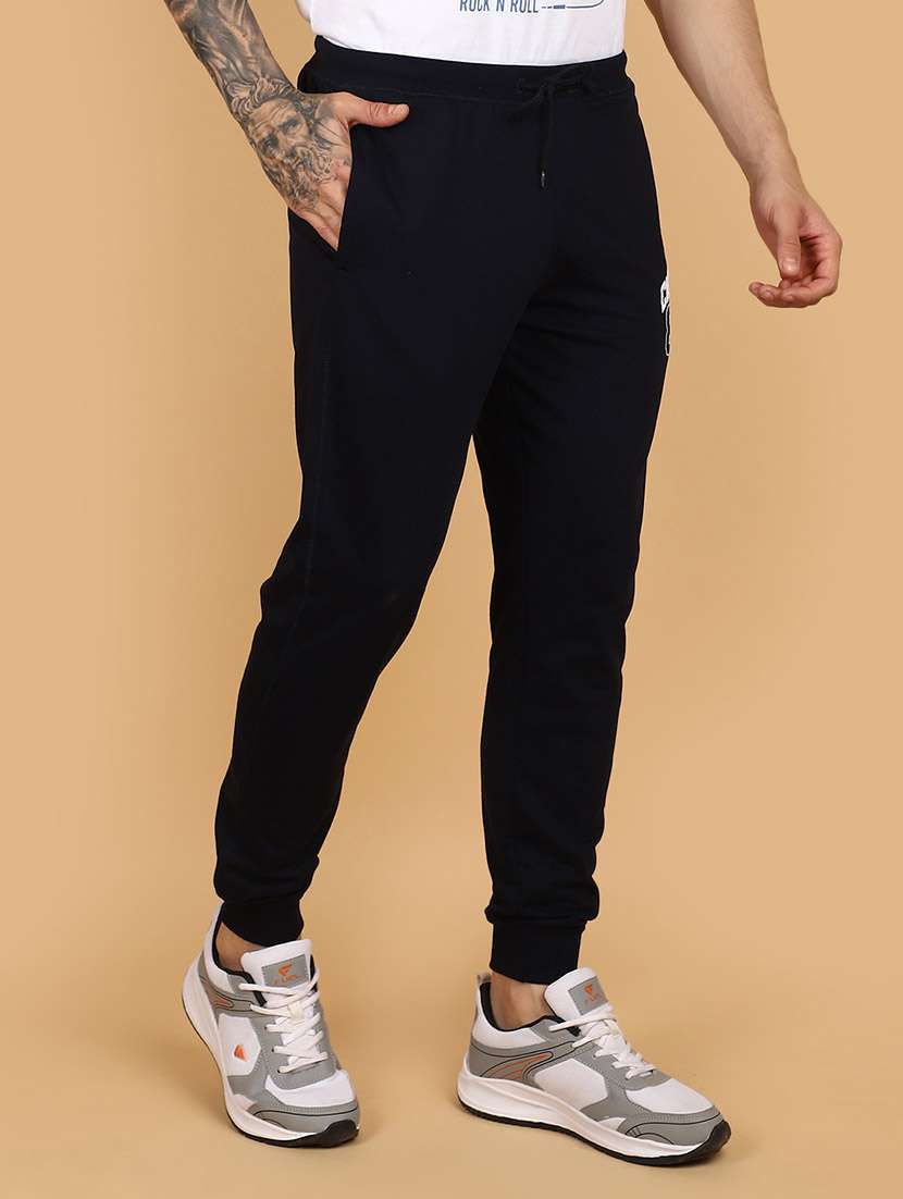 men balck placement print mid rise jogger - 21130957 -  Standard Image - 2