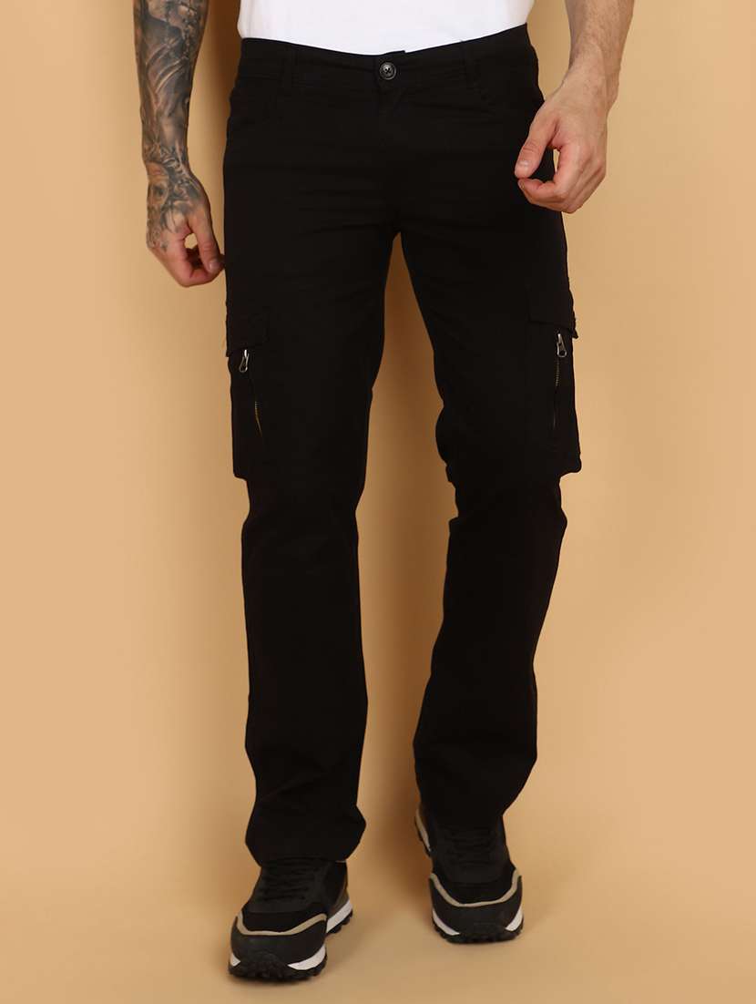 men solid mid rise cargo