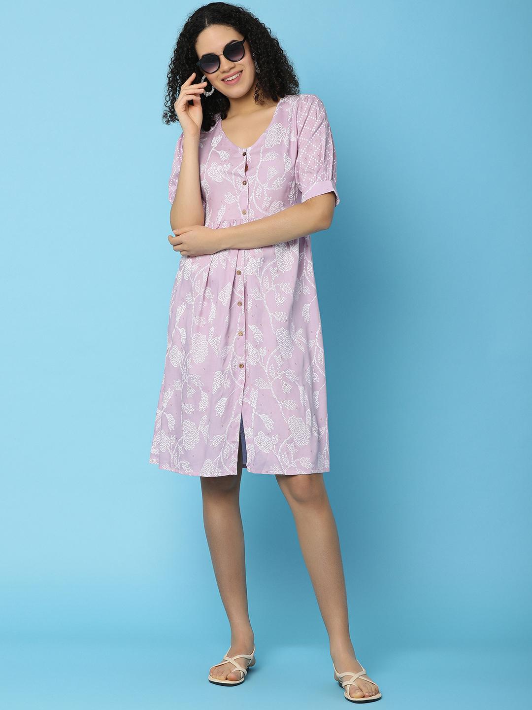 lavender rayon ethnic dress - 21131086 - Standard Image - 2