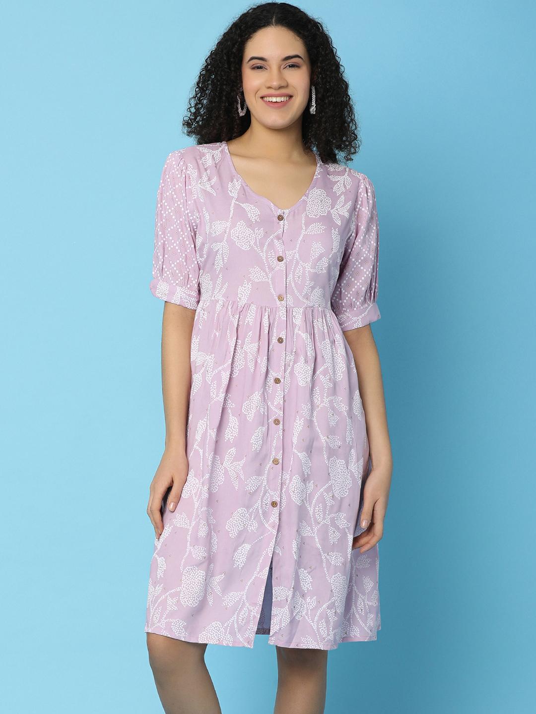 lavender rayon ethnic dress - 21131086 - Standard Image - 7
