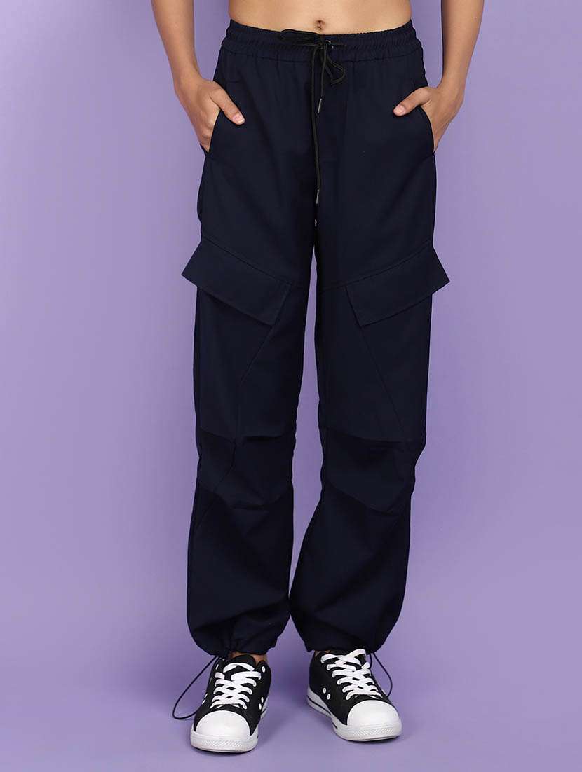navy blue cotton casual trouser