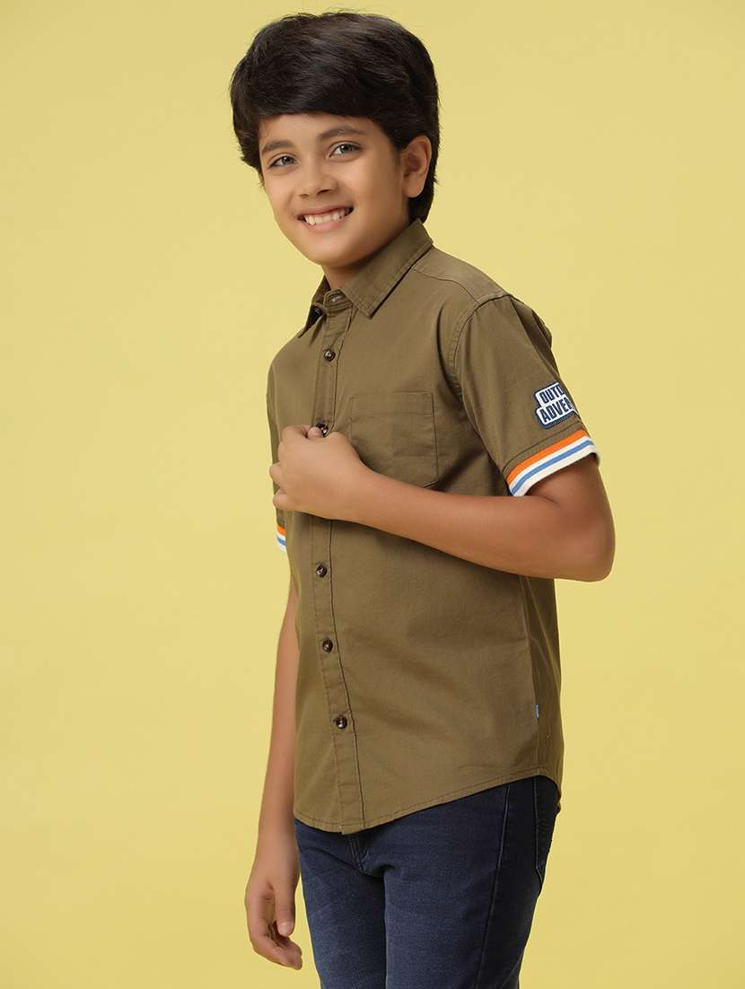 boys green cotton shirt - 21131262 -  Standard Image - 2