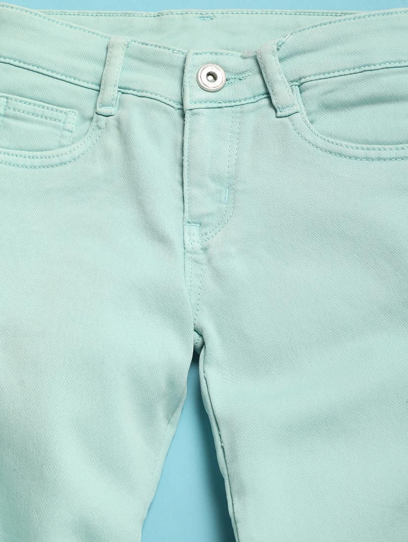 girls green cotton plain jeans - 21131289 - Standard Image - 2
