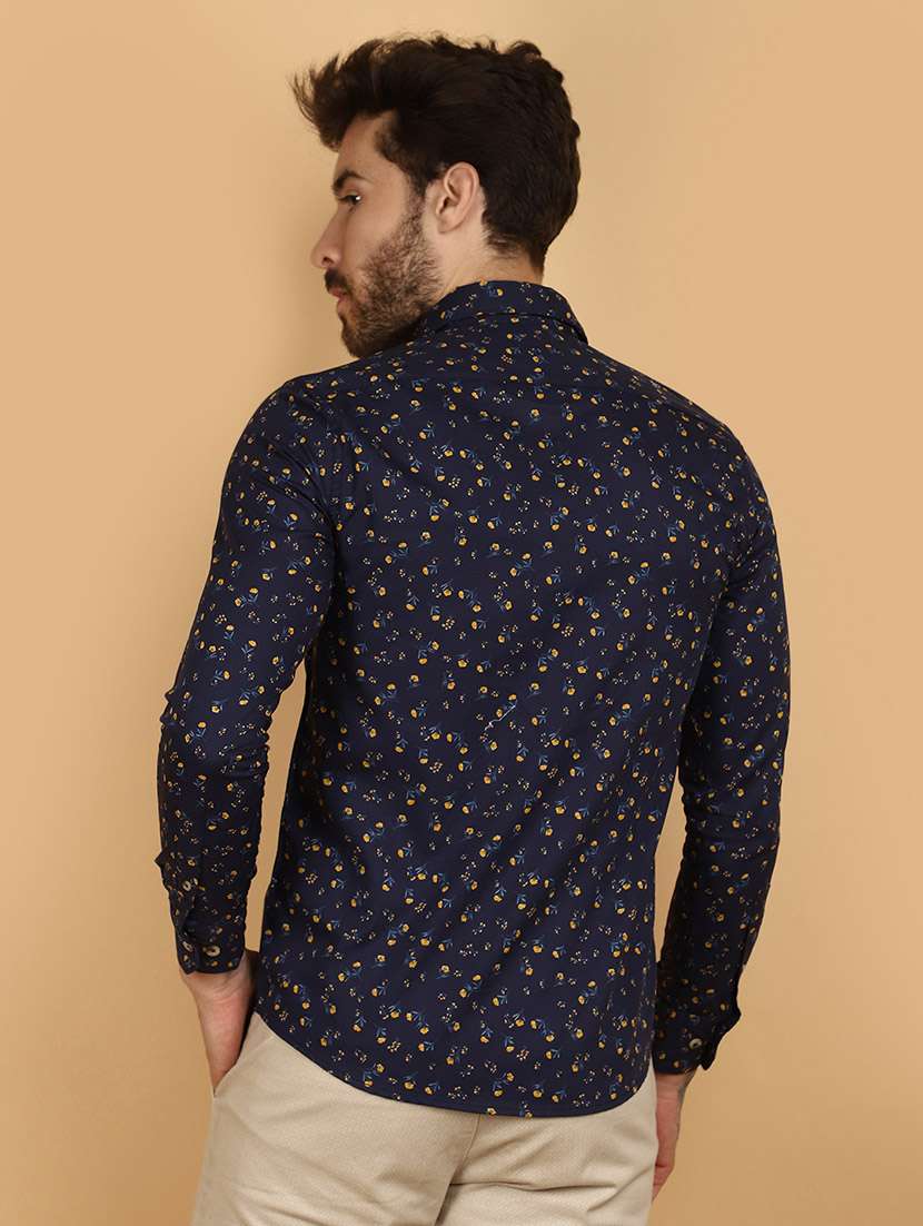 navy blue cotton casual shirt - 21131291 -  Standard Image - 2