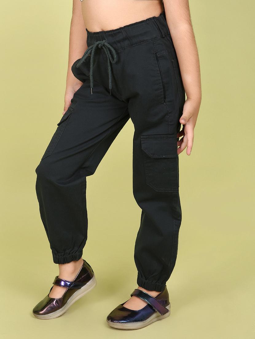 girls solid mid rise jogger trouser - 21131312 - Standard Image - 2