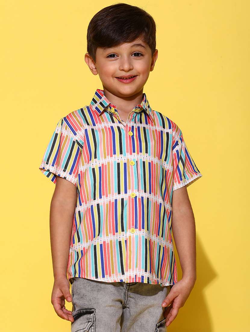 boys short sleeved striped shirt