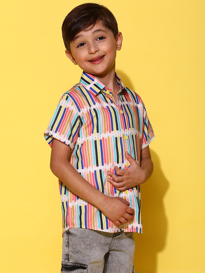 boys short sleeved striped shirt - 21131424 - Standard Image - 2