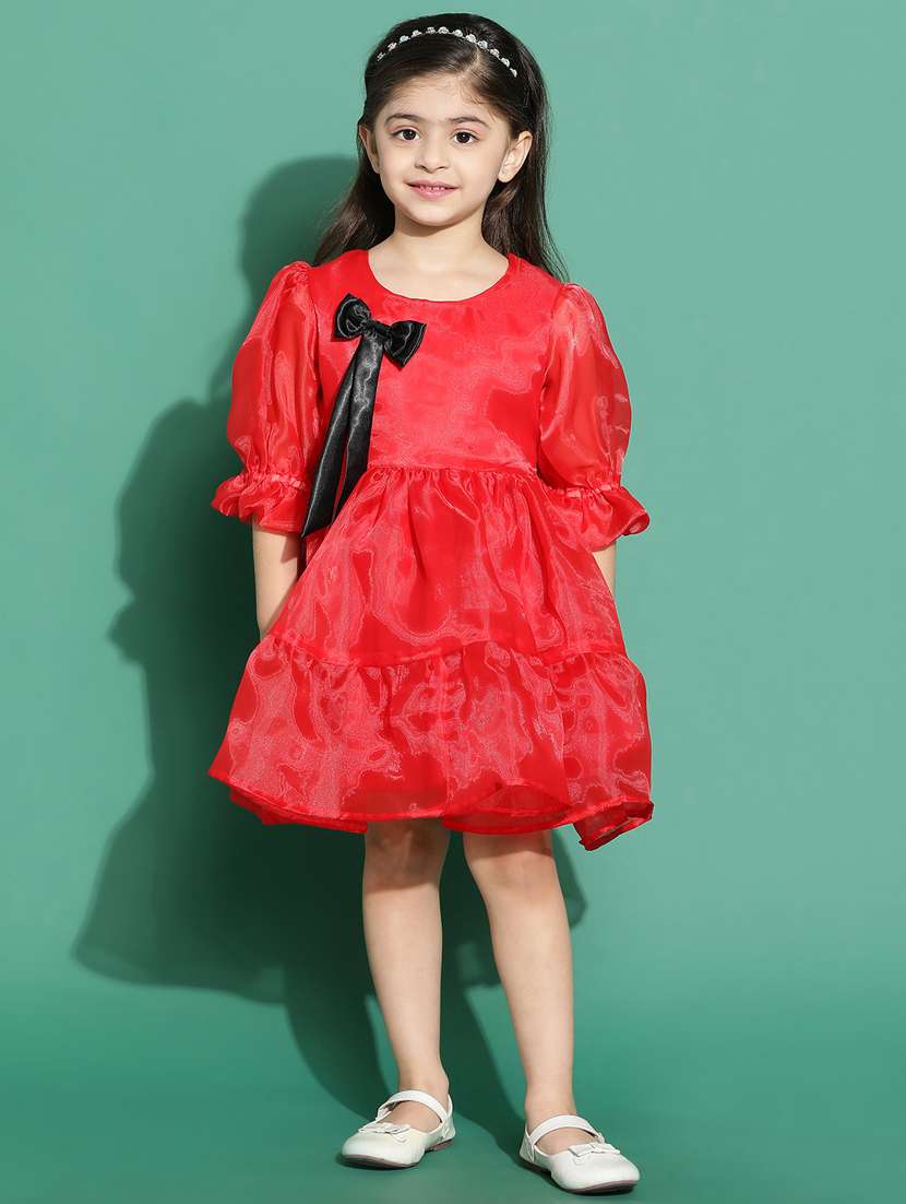 red solid frock