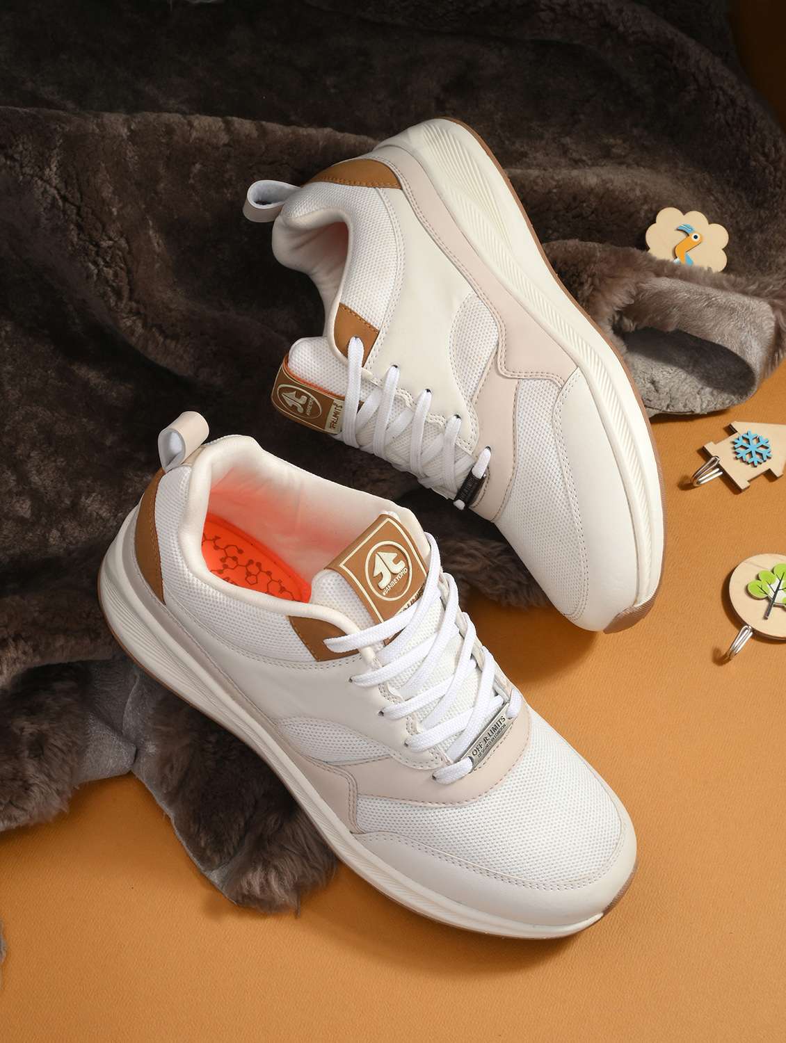 solid white lace-up sports shoes