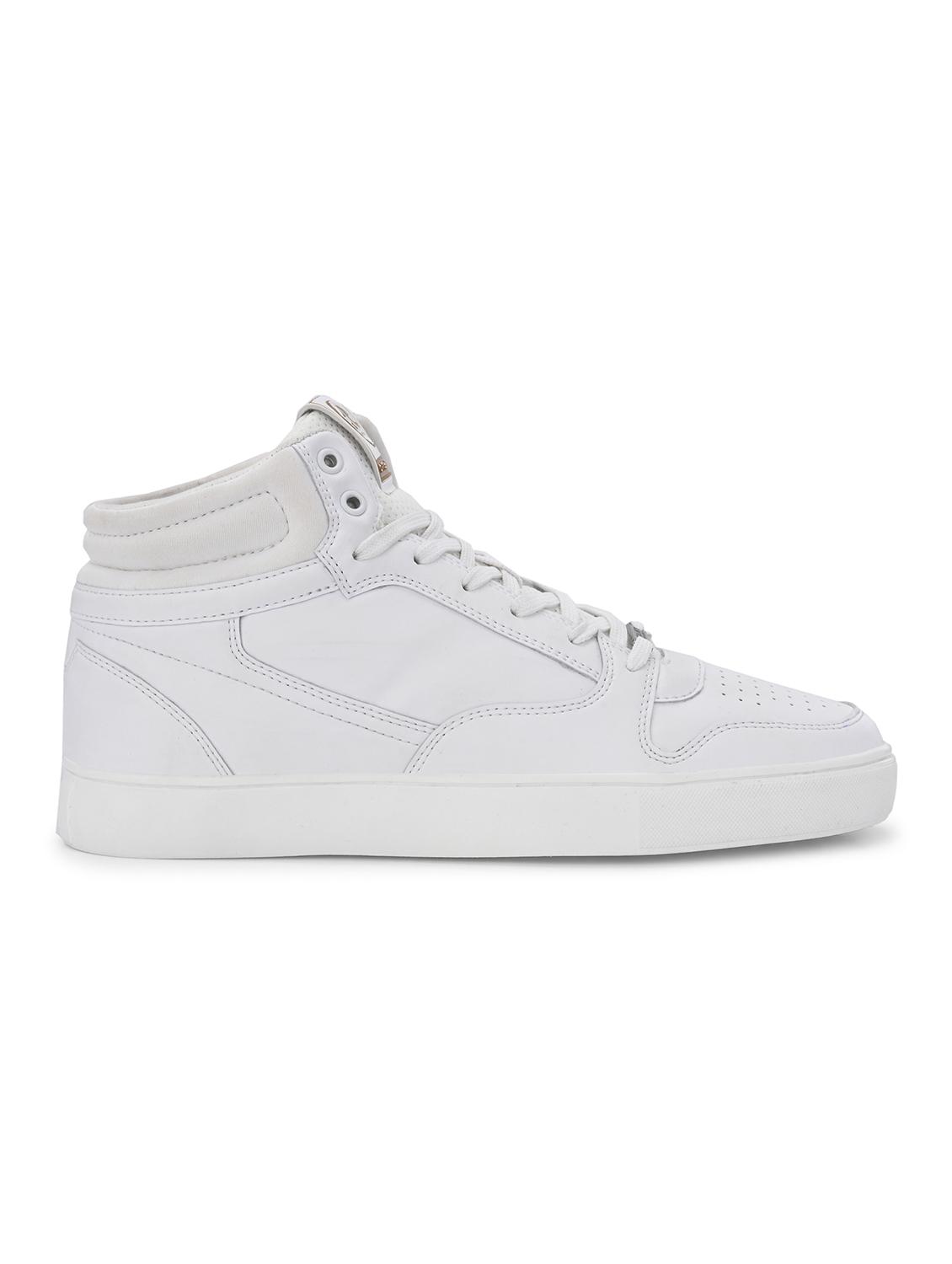 men solid white lace up sneaker - 21131567 - Standard Image - 2